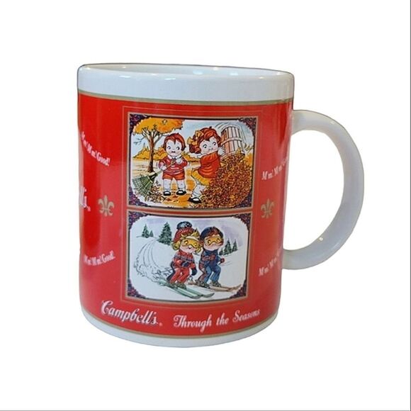 Campbell's Soup Through The Seasons Red Mug 2001 Set Of 2 - Picture 2 of 6